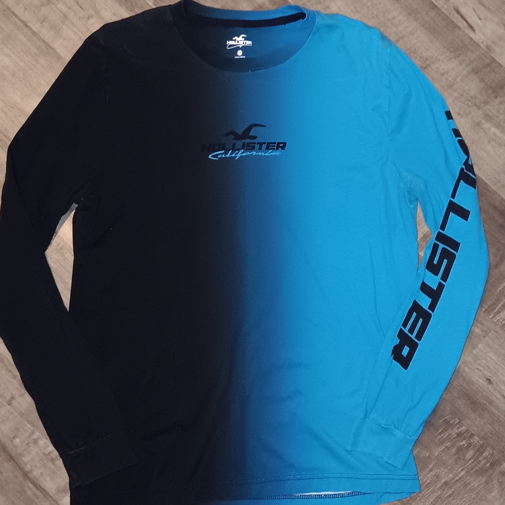 Hollister Black and Blue Long Sleeve Shirt